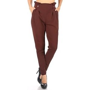 NEW Cult Gaia Paperbag Skinny Pants Ankle High Rise Pleated Rust Women's Small